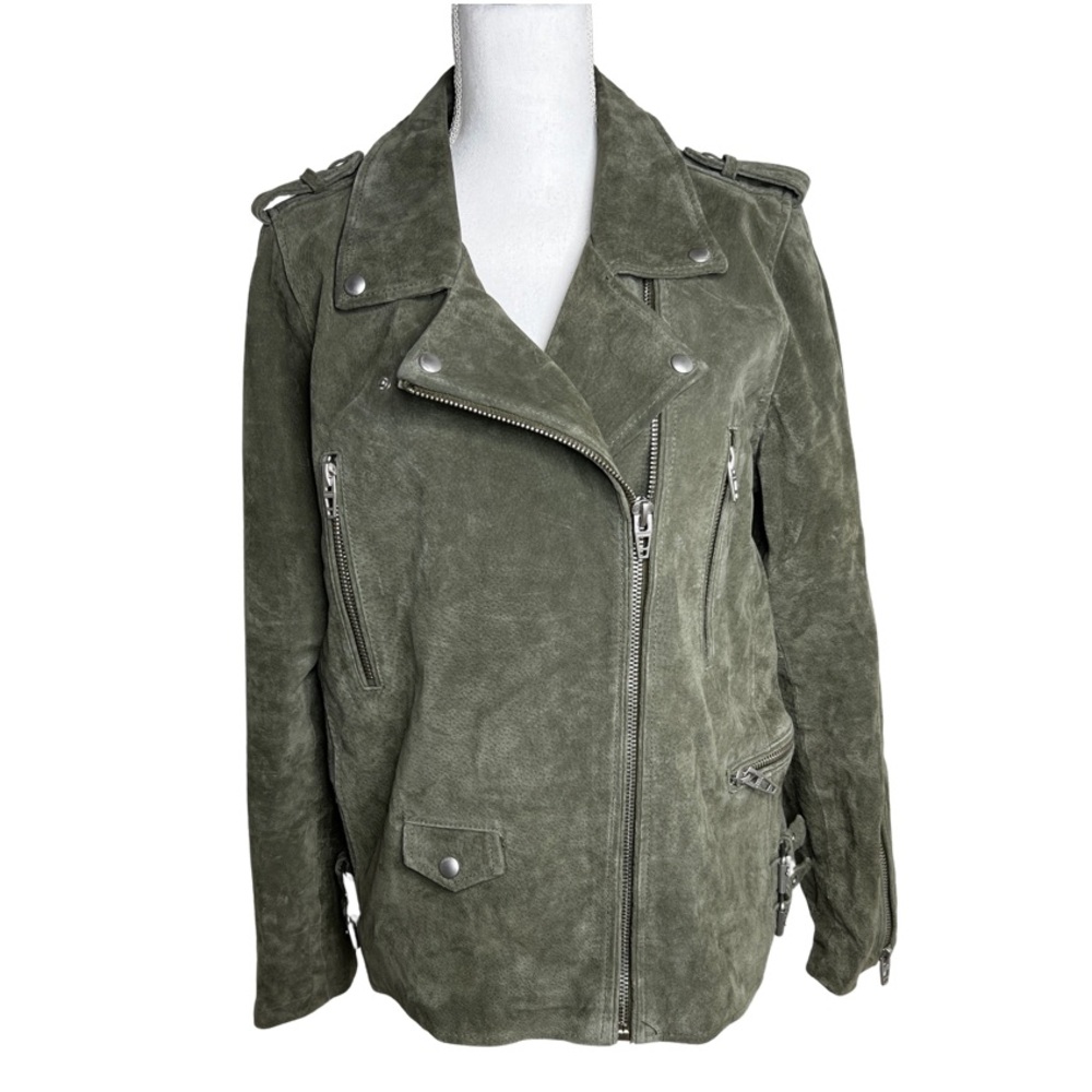 BLANK NYC Green Suede Leather Moto Jacket Size M